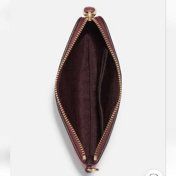 Coach Boxed Leather Corner Zip Wistlet in Gold/ Black Cherry - Picture 3 of 10